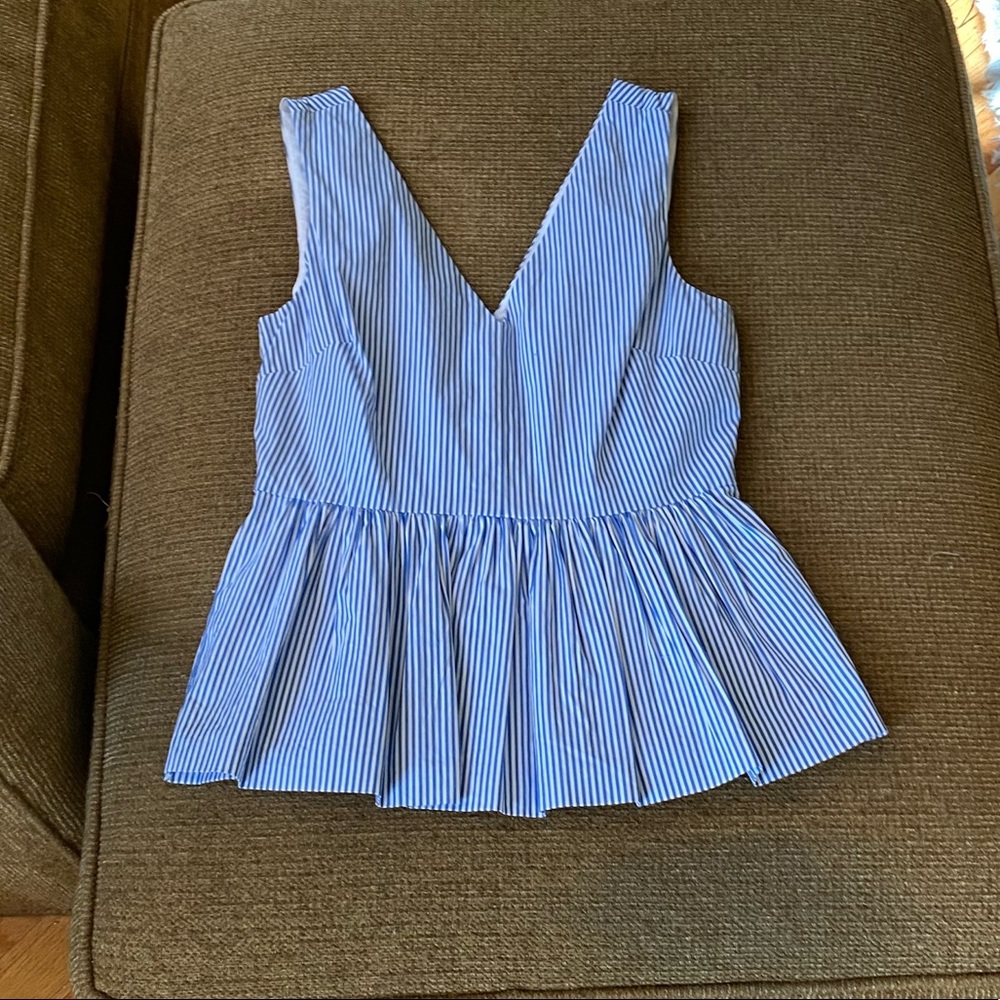 J. Crew peplum striped top blue/white stripe Sz 00